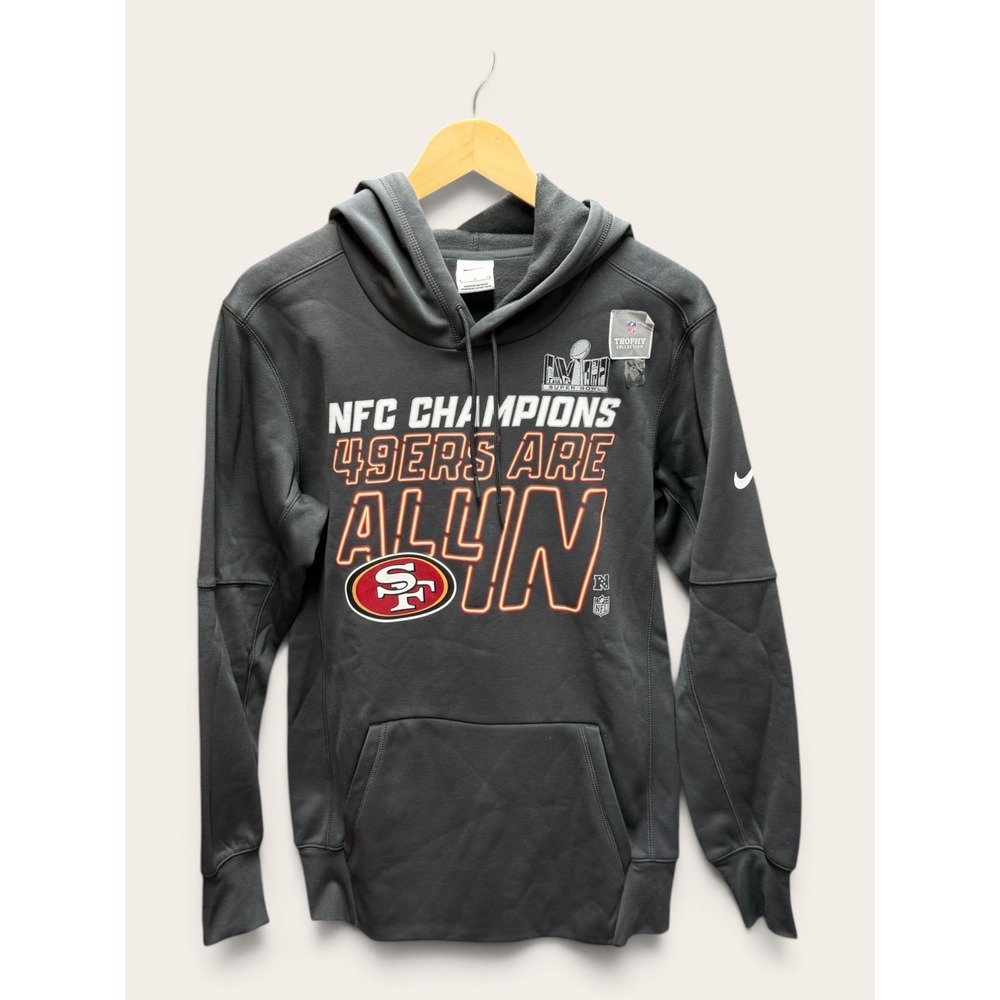 Nike San Francisco 49ers NFC Champions Super Bowl LVIII Hoodie Gray Mens Small